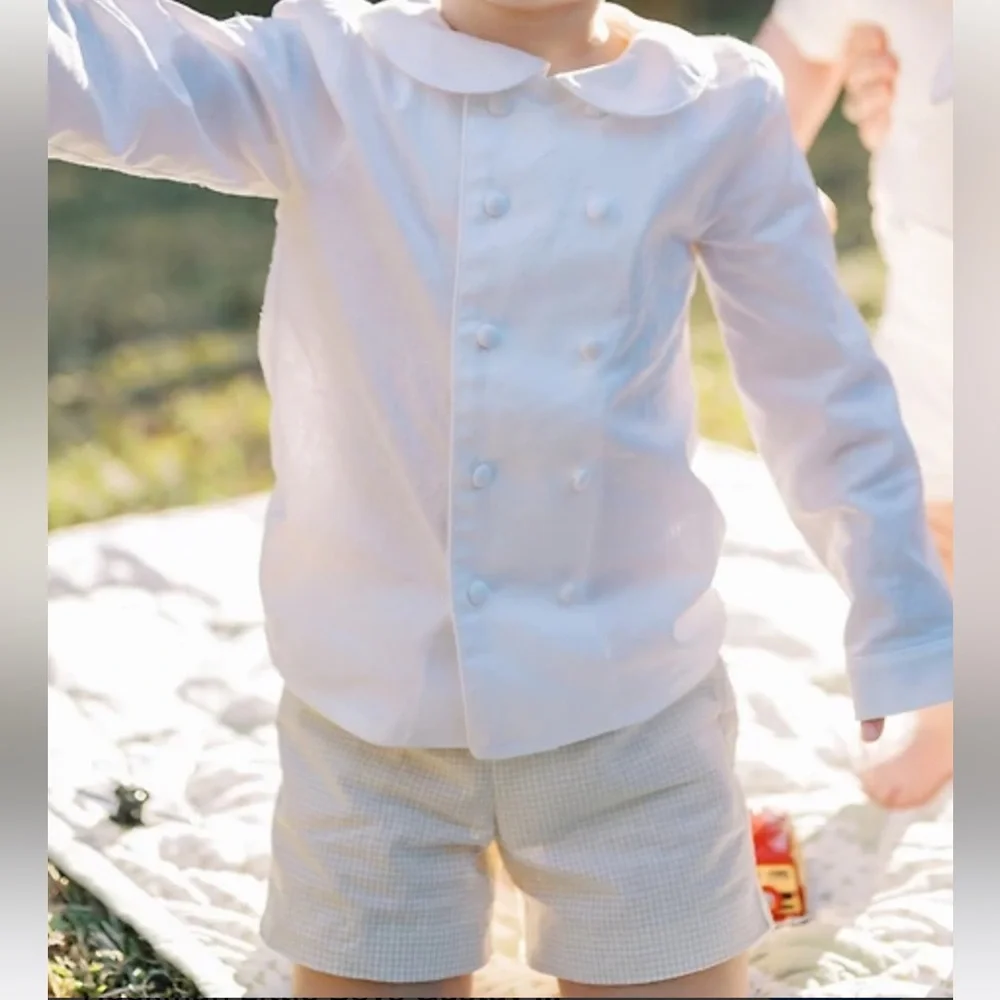 NWT Edgehill Collection Hockman  Peter Pan Collar Linen Top & Shorts Set